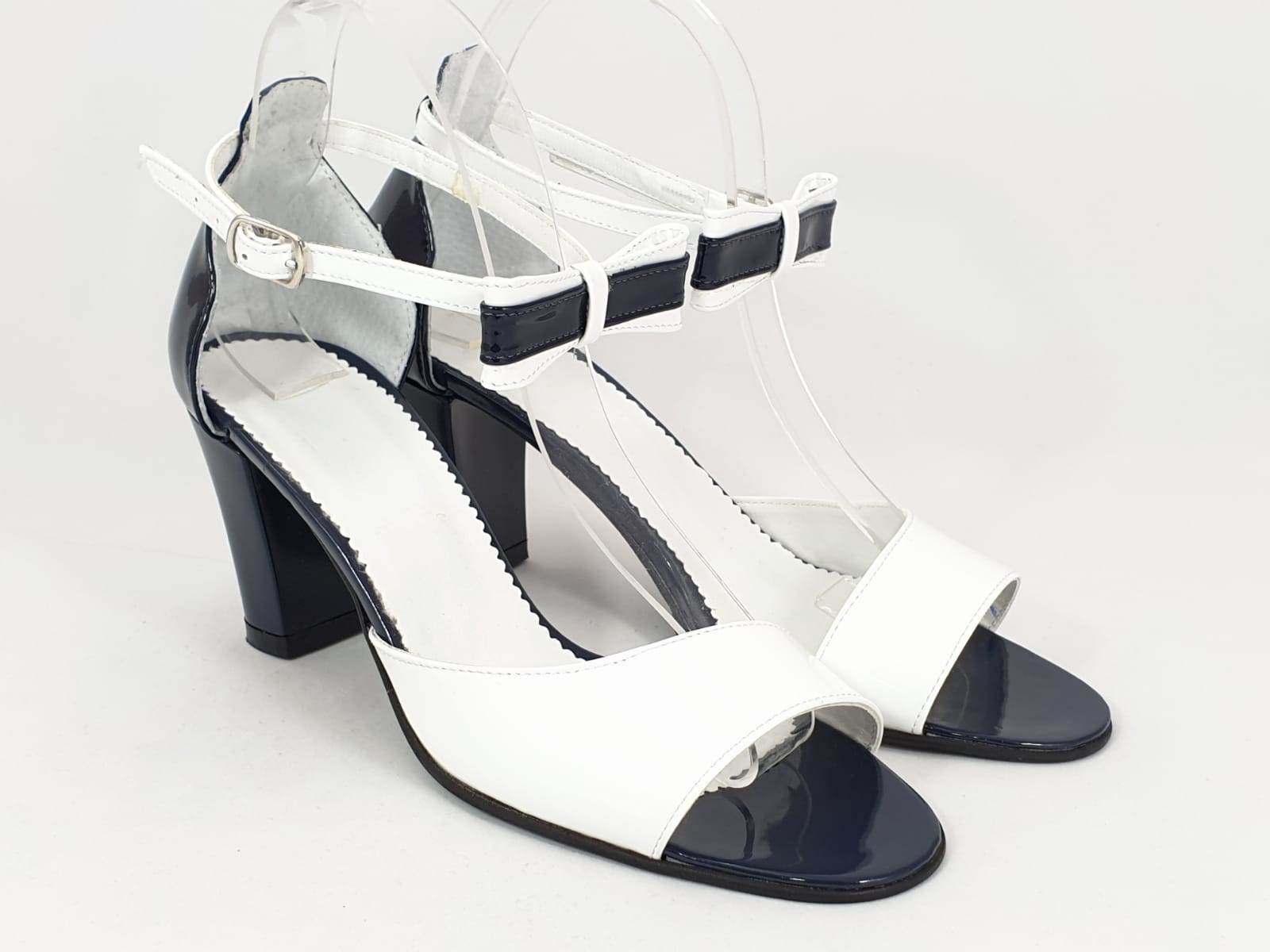 Sandale dama piele bleumarin cu alb Talia